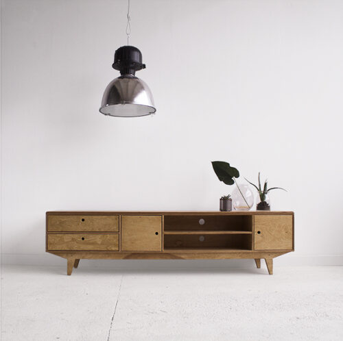 szafka rtv tv cabinet sklejka plywood loft midcentury