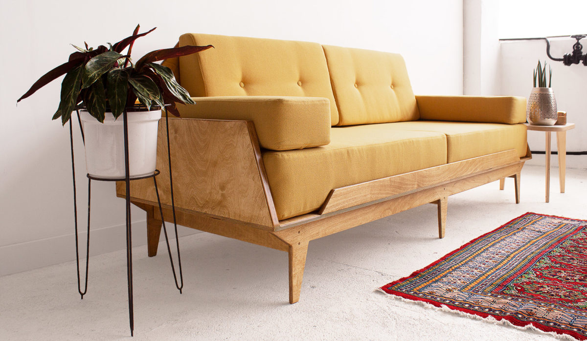 wood republic drewniana tapicerowana sofa z drewna ze sklejki do salonu