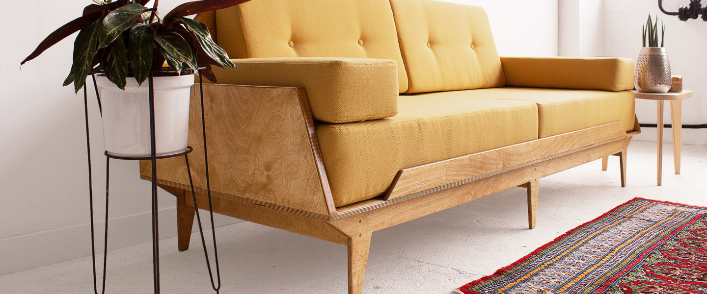 wood republic drewniana tapicerowana sofa z drewna ze sklejki do salonu