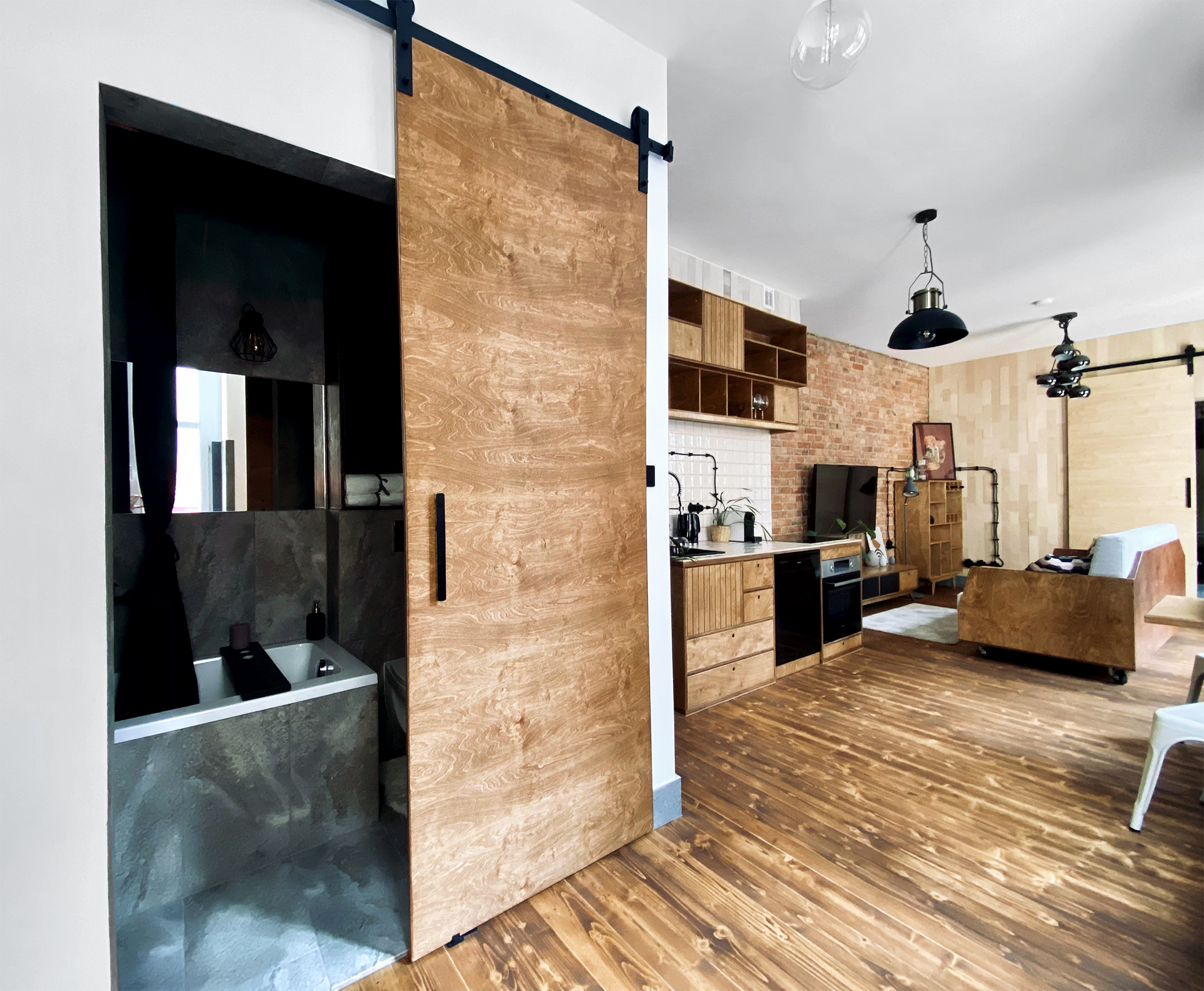 small apartment design, sliding doors, functional furniture, small apartments, furniture on wheels, bunk beds, furniture for sloped ceilings, multifunctional furniture, mobile furniture, modern interiors, space optimization, lighting and colors, interior design, under-stair storage, clever use of space, under-stair closet