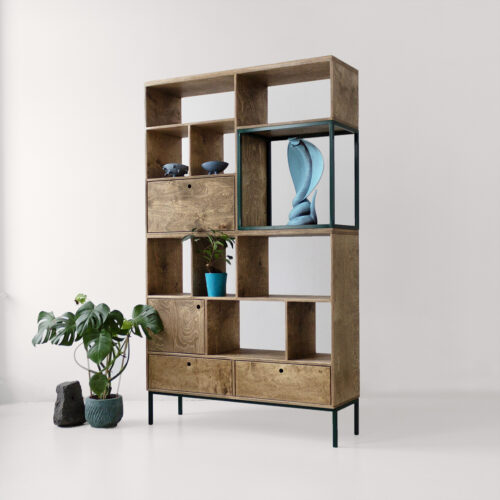 regał bookshelf bookcase plywood sklejka sklejki metal wood drewno metalowy loft