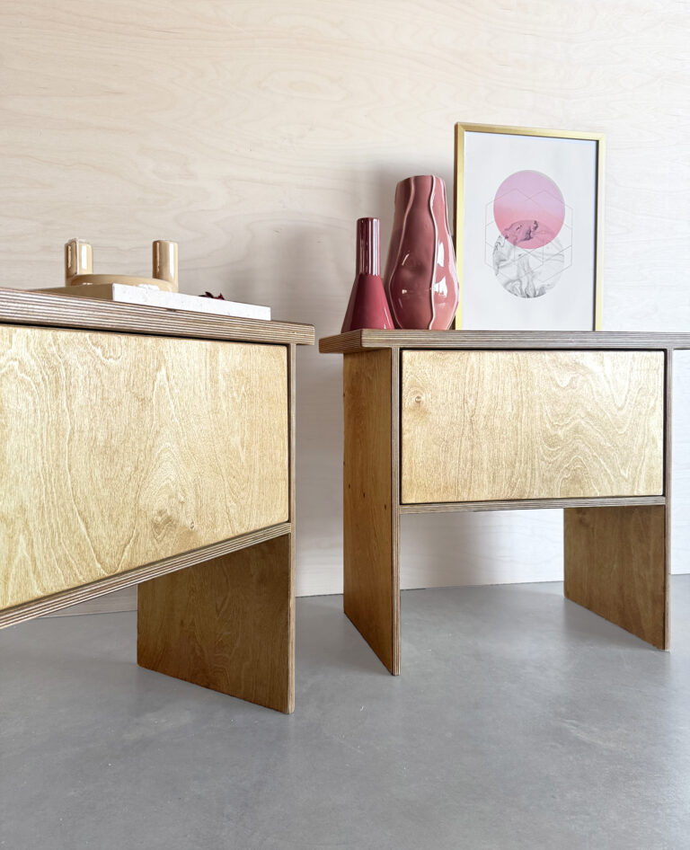 szafka nocna stolik nocny night stand table bedside plywood sklejka sklejki japandi